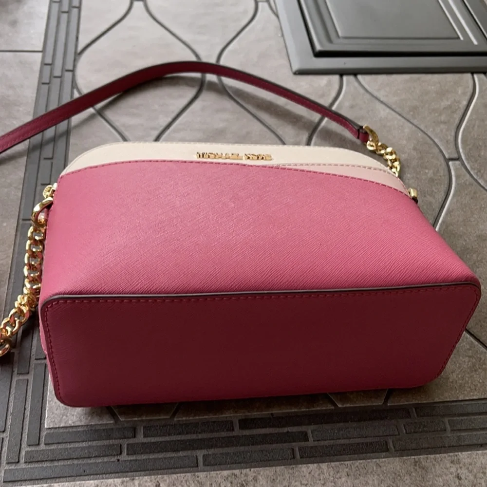 Michael Kors Jet Set Travel Medium Dome Crossbody Rosewood Leather